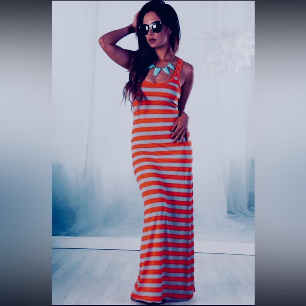 Striped red and gray Maxi Dress by Ambiance